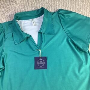 The Bubble Birdie Top Women's Golf Polo Shirt Athletic Blue Green Size M NWT